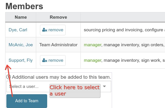 team assign users